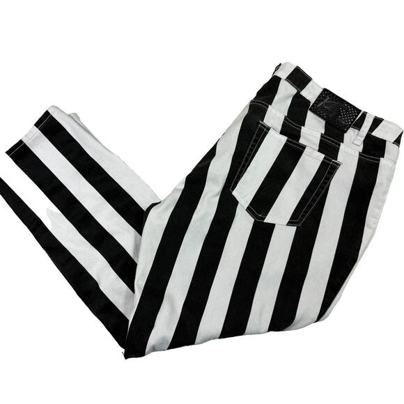 Klip womens jeans 20 black white striped skinny stretch Y2K goth punk - Picture 1 of 16